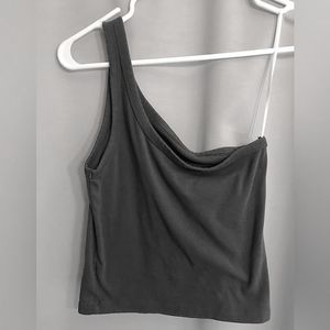 Aerie One Shoulder Black Crop Top Small